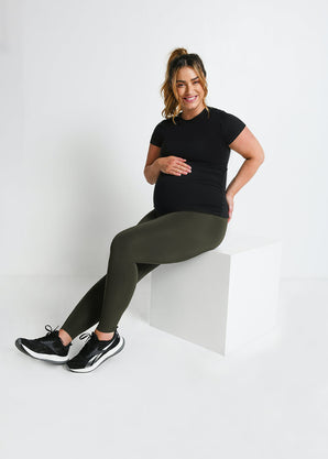 Maternity Focus Sports Leggings - Olive Green