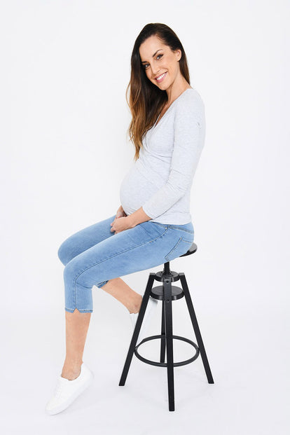 Maternity Cropped Jeggings - Light Blue