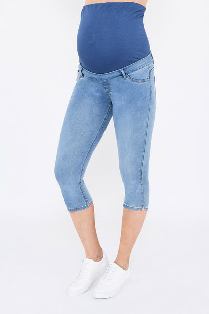 Maternity Cropped Jeggings - Light Blue