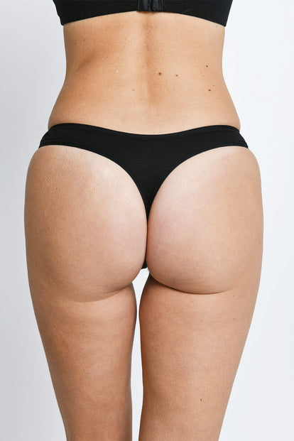 Cotton Thongs 3 Pack - Black