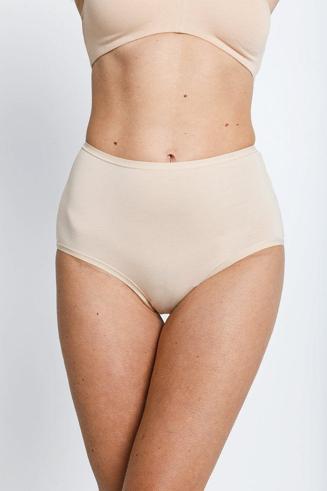 High Rise Cotton Full Briefs 3 Pack - Beige