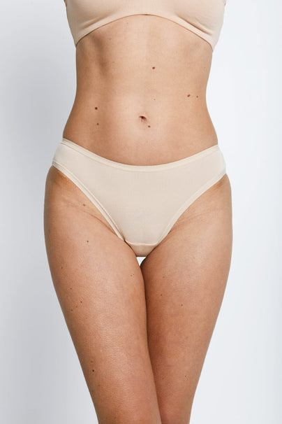 Cotton Bikini Knickers 3 Pack - Beige