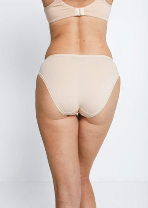 Cotton High Leg Knickers 3 Pack - Beige