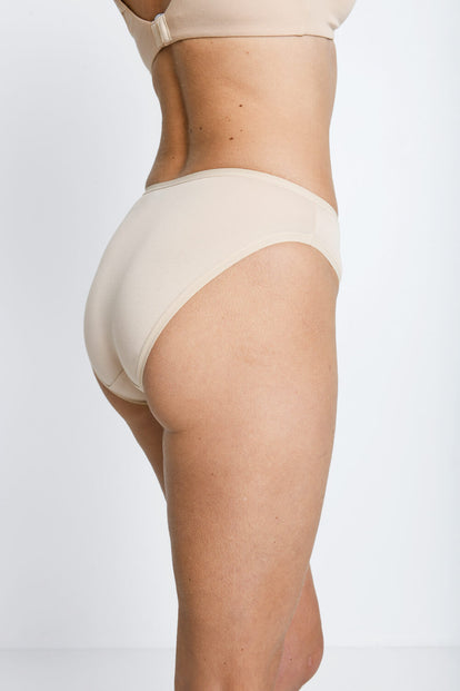 Cotton High Leg Knickers 3 Pack - Beige