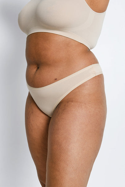 Curve Cotton Thongs 3 Pack - Beige