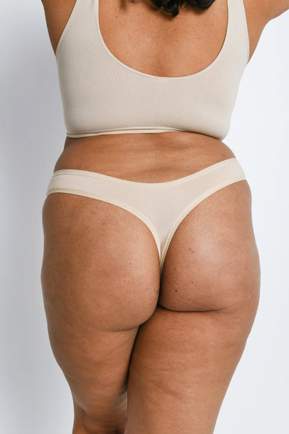 Curve Cotton Thongs 3 Pack - Beige