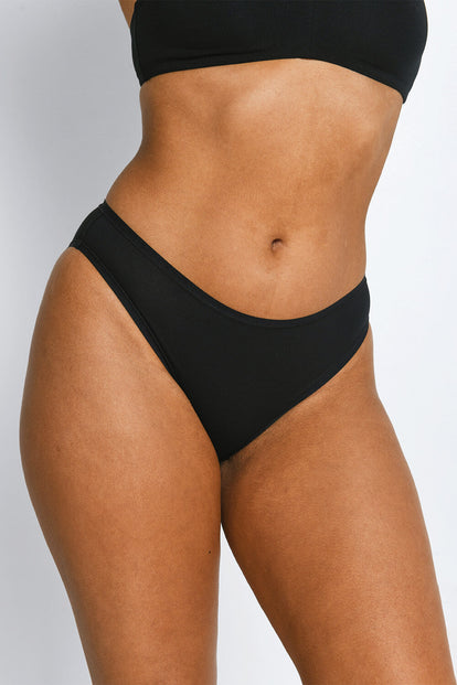 Cotton High Leg Knickers 3 Pack - Black