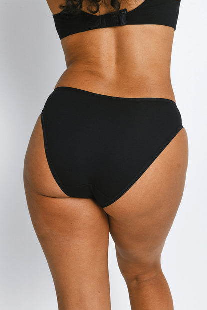 Cotton High Leg Knickers 3 Pack - Black