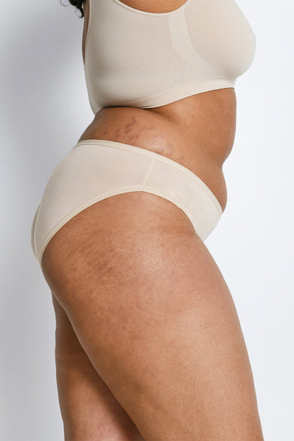 Curve Cotton High Leg Knickers 3 Pack - Beige