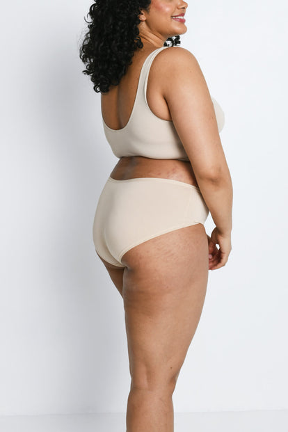 Curve Cotton Midi Knickers 3 Pack - Beige