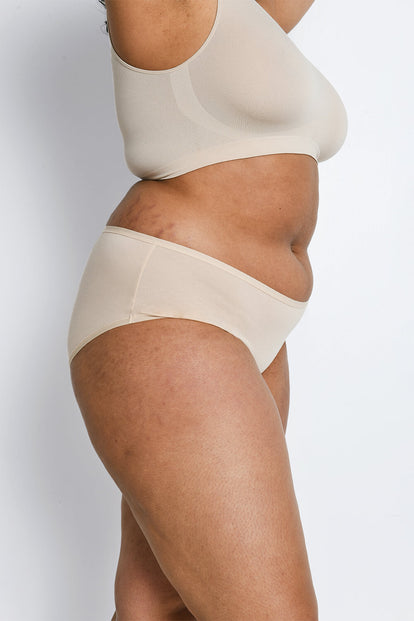 Curve Cotton Midi Knickers 3 Pack - Beige