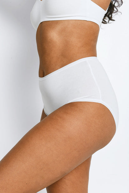 High Rise Cotton Full Briefs 3 Pack - White