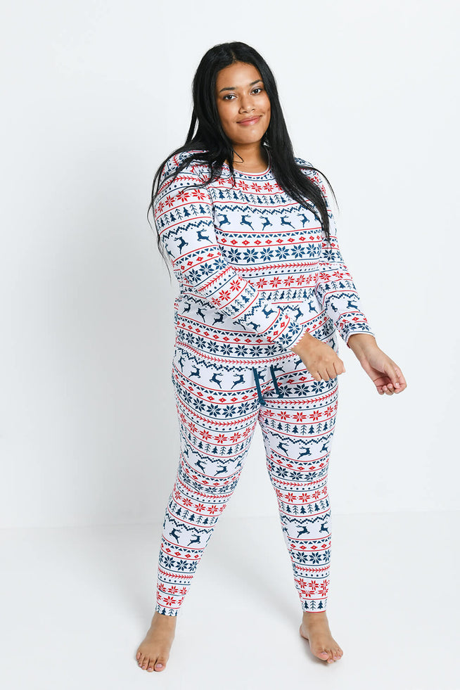 Curve Soft Touch Pyjama Set - White Christmas Print