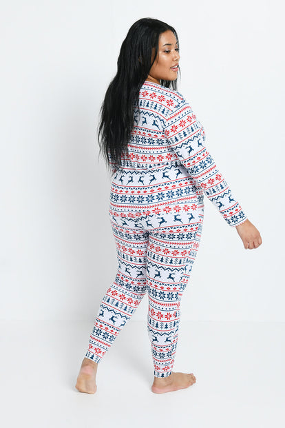 Curve Soft Touch Pyjama Set - White Christmas Print