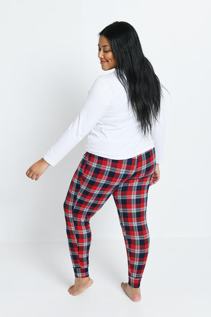 Soft Touch Pyjama Set - Navy & Red Check