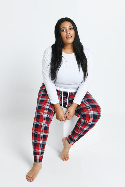 Curve Soft Touch Pyjama Set - Navy & Red Check