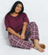 Curve Pure Cotton Pyjama Set - Burgundy Check