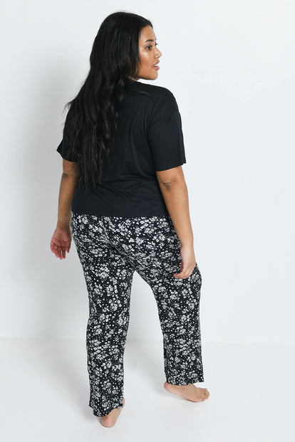 Soft Touch Pyjama Set - Black Floral