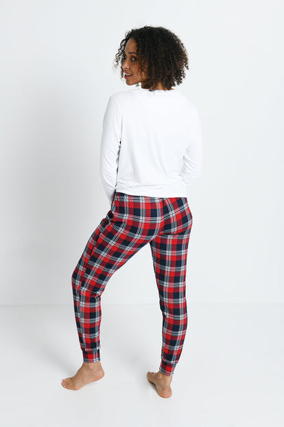 Soft Touch Pyjama Set - Navy & Red Check