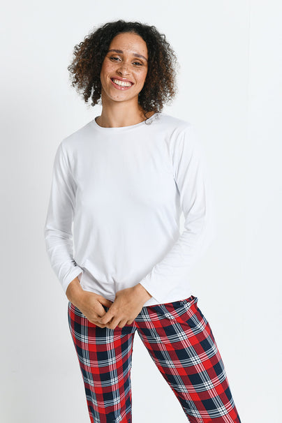 Soft Touch Pyjama Set - Navy & Red Check