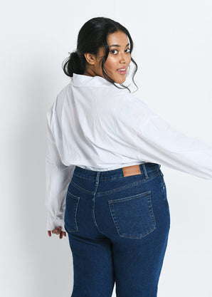 Curve Slim Fit Mom Jeans - Dark Blue