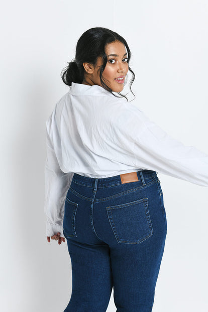 Curve Slim Fit Mom Jeans - Dark Blue