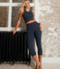 Energise Cropped High Waisted Gym Leggings - Thunder Blue