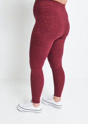 Maternity Everyday Leggings - Burgundy Animal Print