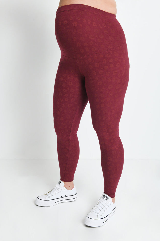 Maternity Everyday Leggings - Burgundy Animal Print