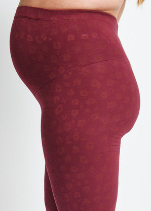 Maternity Everyday Leggings - Burgundy Animal Print