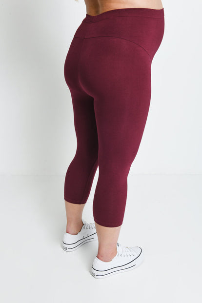 Maternity Everyday Cropped Leggings - Burgundy