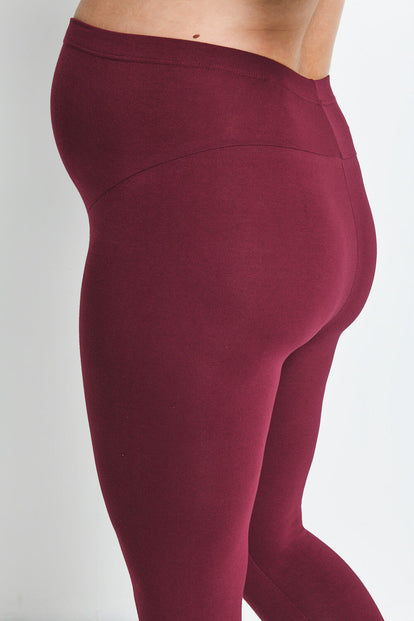 Maternity Everyday Cropped Leggings - Burgundy