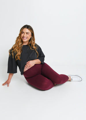 Maternity Everyday Cropped Leggings - Burgundy