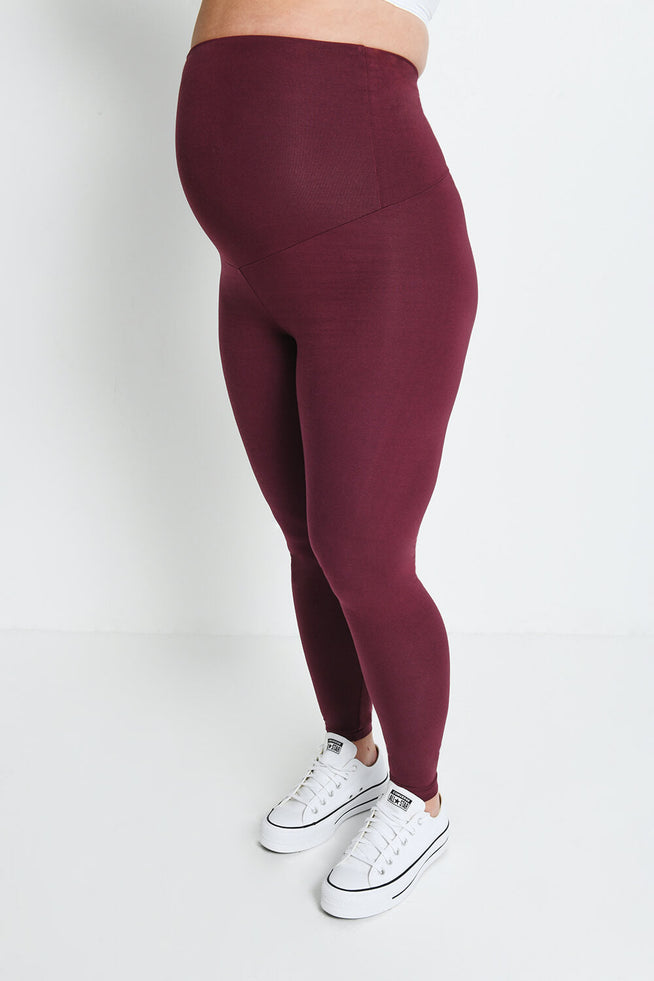 Maternity Lightweight Everyday Leggings - Burgundy