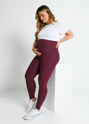Maternity Lightweight Everyday Leggings - Burgundy