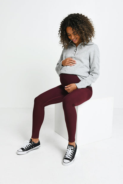 Maternity Winter Everyday Leggings - Burgundy