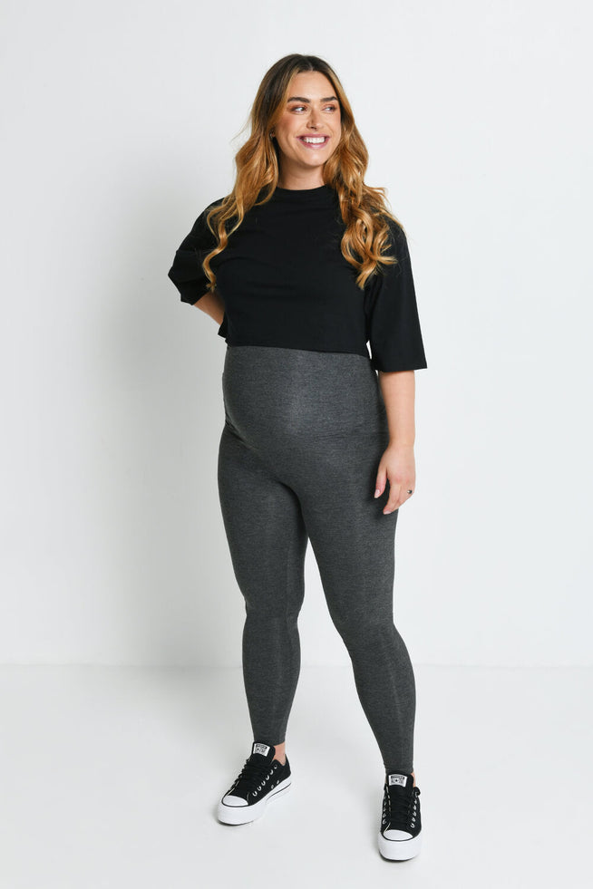 Maternity Lightweight Everyday Leggings - Dark Grey Marl