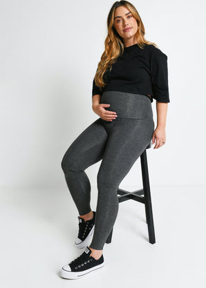 Maternity Lightweight Everyday Leggings - Dark Grey Marl