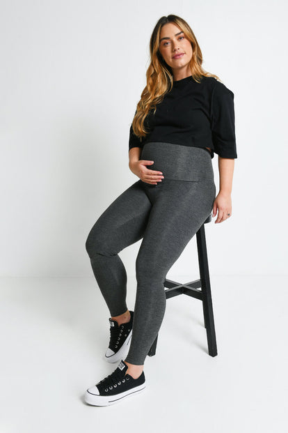 Maternity Lightweight Everyday Leggings - Dark Grey Marl