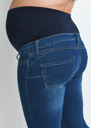 Maternity Cropped Jeggings - Dark Blue