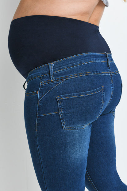 Maternity Cropped Jeggings - Dark Blue