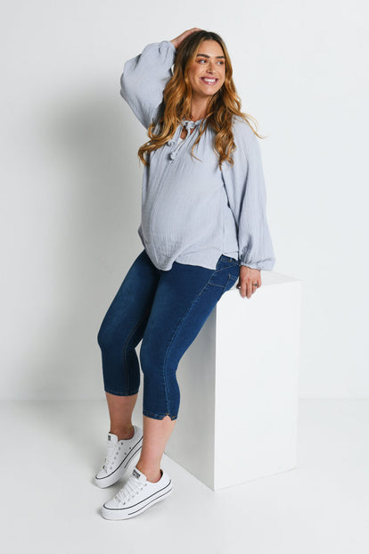 Maternity Cropped Jeggings - Dark Blue