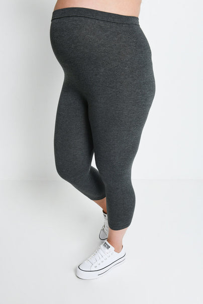 Maternity Everyday Cropped Leggings - Dark Grey Marl