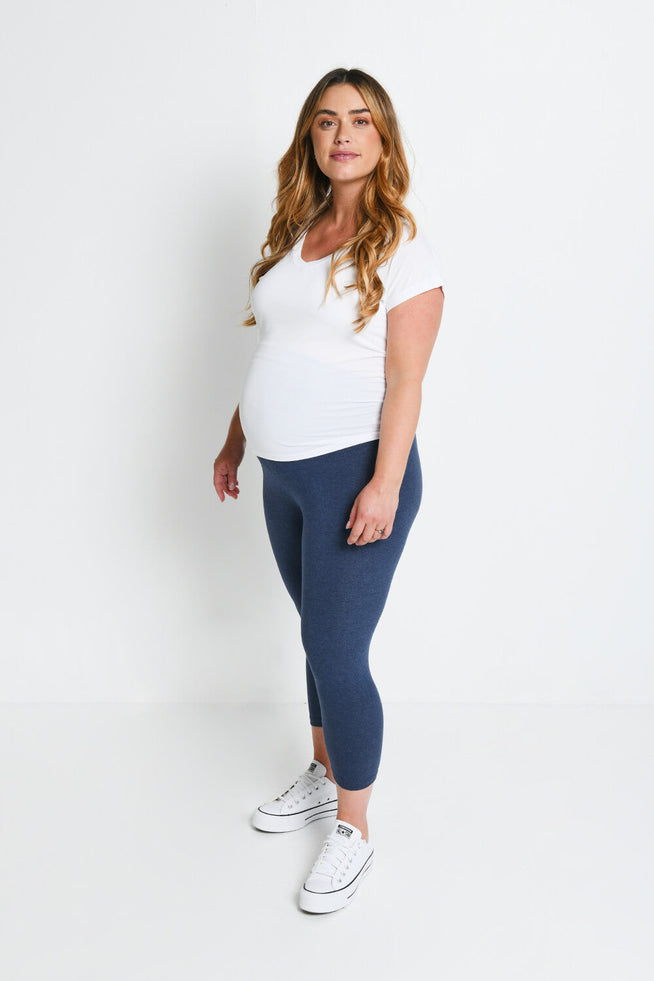 Maternity Everyday Cropped Leggings - Infinity Blue Marl