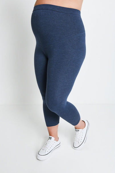 Maternity Everyday Cropped Leggings - Infinity Blue Marl