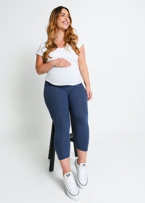 Maternity Everyday Cropped Leggings - Infinity Blue Marl