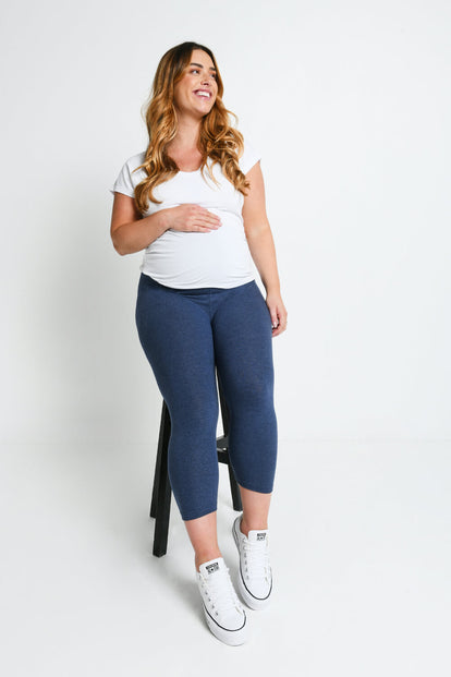 Maternity Everyday Cropped Leggings - Infinity Blue Marl