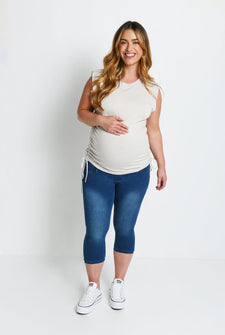 Maternity Cropped Jeggings - Mid Blue