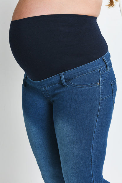 Maternity Cropped Jeggings - Mid Blue