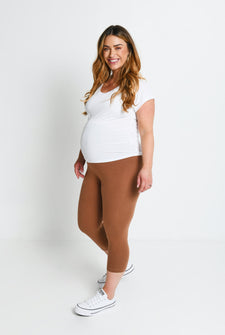 Maternity Everyday Cropped Leggings - Mocha Brown